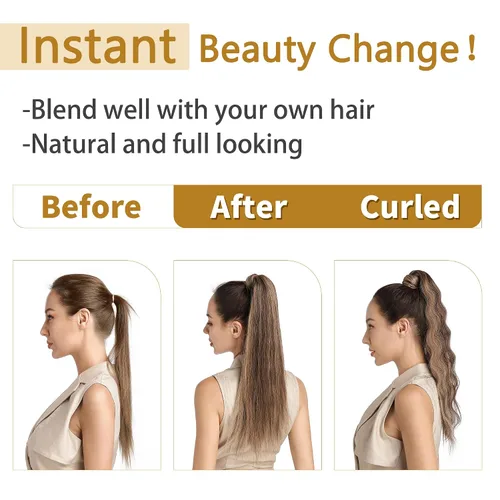 Miniatura 7 de SEGO - Extensiones de cabello humano, largo y liso, 100 % cabello Remy real, para mujeres, para usar en cola de caballo