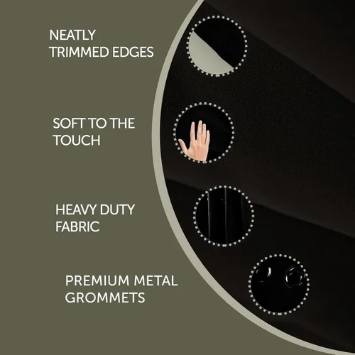Miniatura 4 de Rod Desyne Cortina opaca con aislamiento térmico para ventana con ojales de metal, 96 x 96 pulgadas, color negro, 1 panel