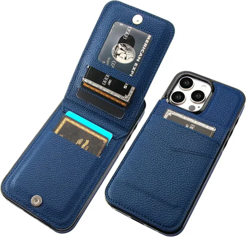 Miniatura 12 de KIHUWEY Compatible con iPhone 15 Pro Max Funda Cartera con soporte para tarjeta de crédito, con tapa de cuero premium, cierre magnético, función