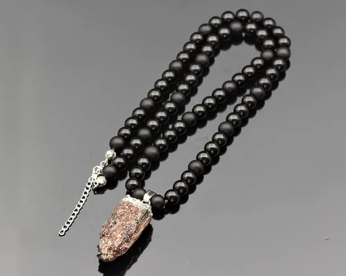 Miniatura 69 de Colgante de turmalina cruda natural, Collar de cuentas de ónix negro genuino, Collar de piedra negra, Collar de piedras preciosas, Cuentas de 0.315