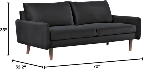Miniatura 2 de Container Furniture Direct Kent - Sofá de terciopelo para salas de estar modernas y espacios compactos, cómodo sofá de 3 plazas, muebles de estudio