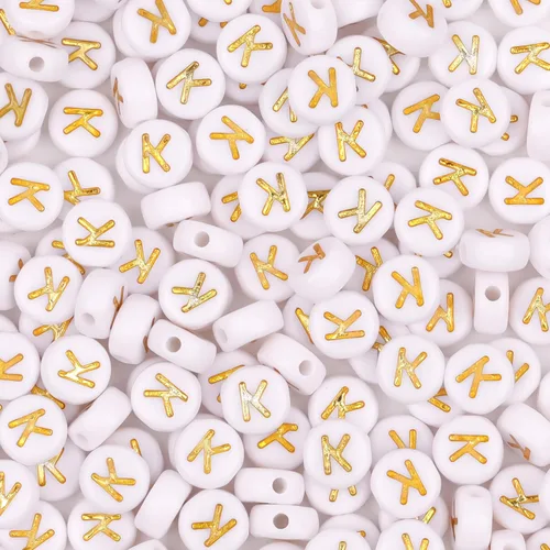 Miniatura 4 de 300 cuentas de letras S de 0.157 x 0.276 in, cuentas blancas del alfabeto de forma redonda acrílica, cuentas sueltas para pulseras con nombre