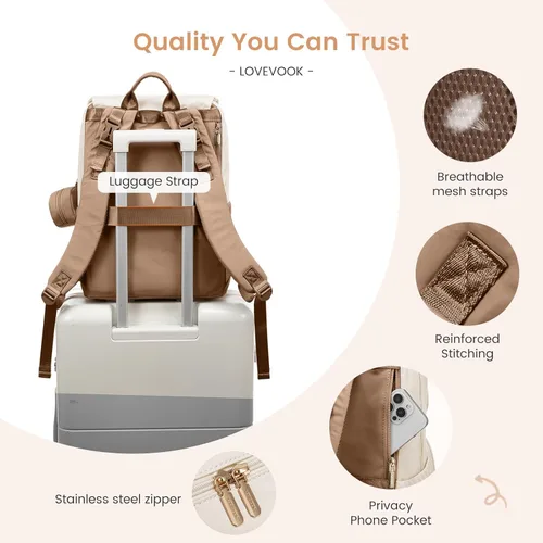 Miniatura 4 de LOVEVOOK Mochila para pañales, bolsas de viaje para bebés para niños y niñas, bolsa de pañales impermeable con cambiador