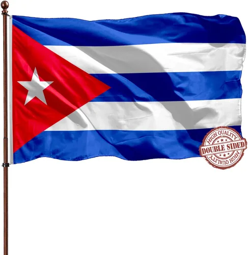 Bandera de Cuba Cubana 3x5 pies para Exteriores de Doble Cara - 3 Capas 240D 4 Filas Cosidas - Bandera Cubana Grande 3x5 pies para Pared -