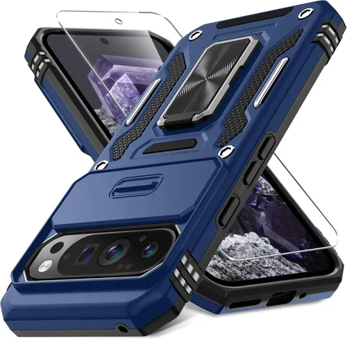 Miniatura 46 de DEERLAMN Funda para Google Pixel 8 con cubierta deslizante para cámara + protector de pantalla (1 paquete), soporte de anillo giratorio grado
