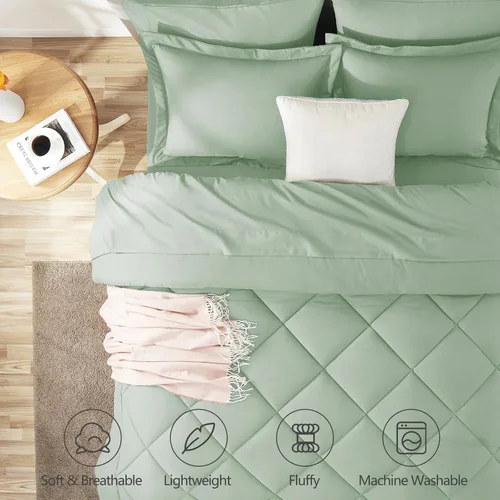 Miniatura 259 de CozyLux Juego de edredón tamaño King, color naranja quemado, toda la ropa de cama en una sola bolsa, 7 piezas: edredón, fundas de almohada
