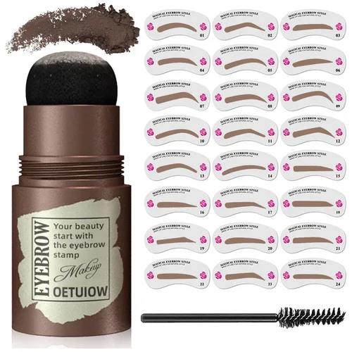 Kit de sellos y plantillas para cejas, kit de plantillas y sellos para cejas a prueba de manchas, de larga duración e impermeable, kit de 24 cejas