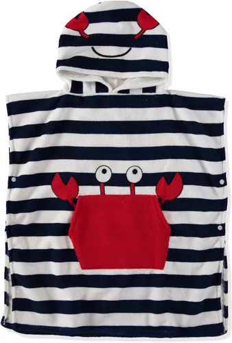 Toalla de playa absorbente con capucha para niños y niñas, toalla de baño de microfibra con broches laterales (cangrejo, 4-5), 27.00 x 26.00 pulgadas