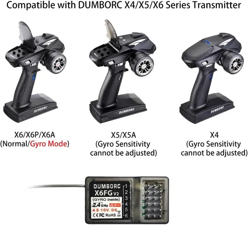 Miniatura 6 de ATA HOBBY DUMBORC 2 piezas X6FG (construido en giroscopio) 6 canales 2.4GHz receptor RC para DUMBORC X6/X4/X5/X6PM-350 transmisor RC coche barco