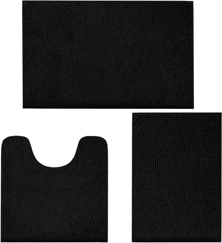 Miniatura 11 de LINLA Juego de 3 alfombras de baño de felpilla absorbente antideslizante, juego de alfombras de felpilla de felpa gruesa, se pueden lavar y secar