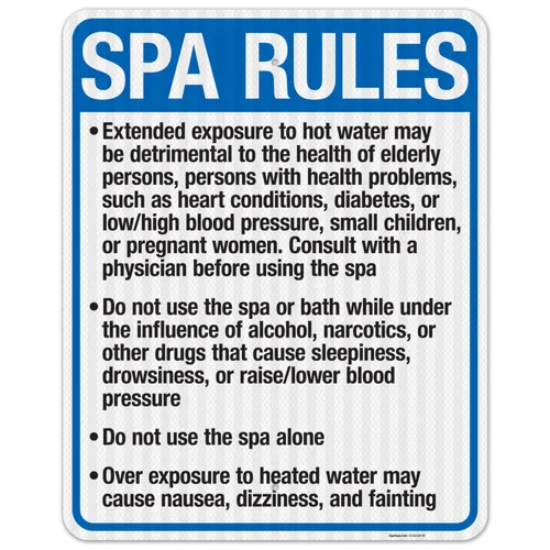 New Mexico Spa Rules Sign, Complies with State of New Mexico Pool Safety Code, 24x30 Inches, 3M EGP Reflective .080 Aluminum, Fade Resistant, Made