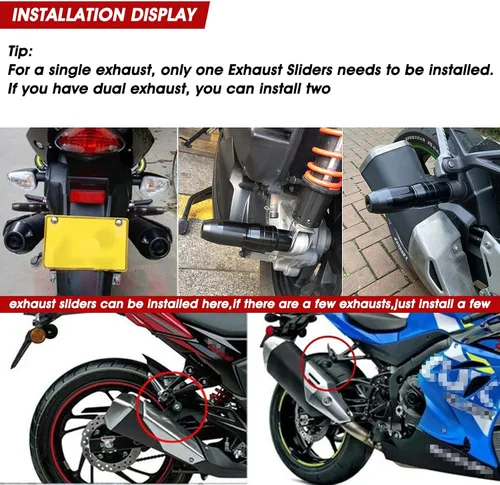 Miniatura 4 de Universal motocicleta anti caída tubo de escape barra de protección CNC marco de aluminio deslizante para GSXR 125 250 300 600 750 1000 CBR 500 125
