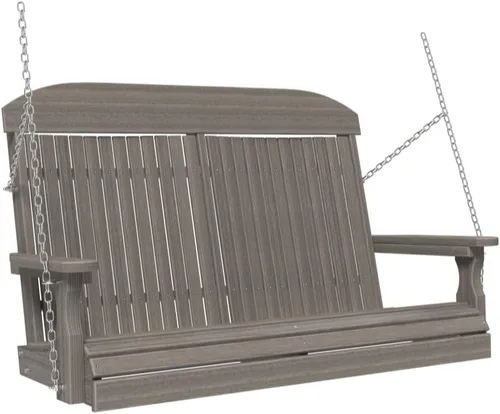 Miniatura 21 de LuxCraft Columpio clásico de poliéster de 4 pies con respaldo alto, fabricado con plásticos reciclados, fabricado en Estados Unidos (caoba antigua)