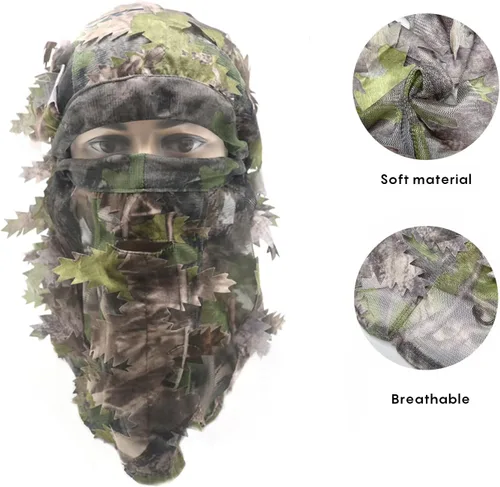 Miniatura 2 de Ghillie Camouflage Leafy Hat 3D Full Face Mask Headwear Turkey Camo Hunter Hunting Accessories