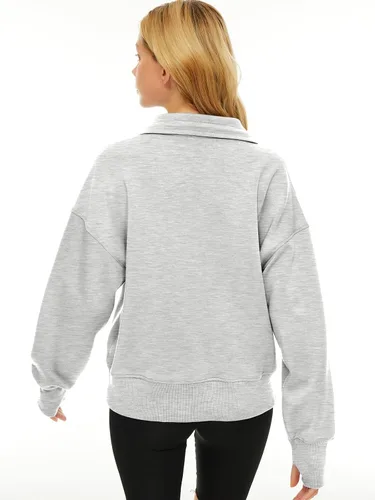 Miniatura 6 de AUTOMET Sudaderas de gran tamaño con capucha de forro polar para mujer, camisas de manga larga, ropa de otoño con bolsillo