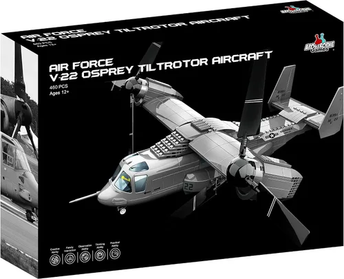 Miniatura 2 de Apostrophe Games V-22 Osprey Tiltrotor - Juego de bloques de construcción de aviones – 460 piezas de avión para niños mayores de 10 años y adultos