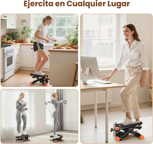 Miniatura 8 de Sweetcrispy Mini Escalones con Bandas de Resistencia para Ejercicio en Casa, Máquina de Ejercicio de Escalón con Giro Portátil para Entrenamiento