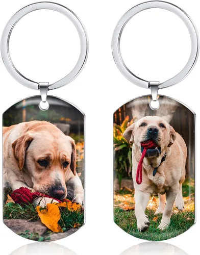Miniatura 8 de Funnylife Llavero Conmemorativo Personalizado con Foto de Perro de Acero Inoxidable Llavero Personalizado de Memoria de Mascota Regalos