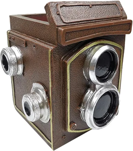 Miniatura 10 de Kisangel Maceta retro para cámara, decoración creativa con temática de cámara para escritorio, adorable maceta de resina para hogar, oficina, balcón