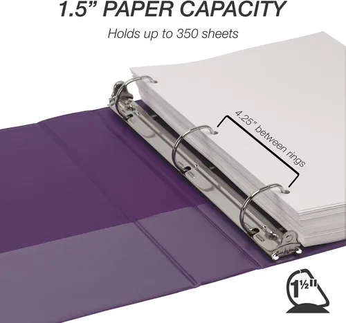 Miniatura 290 de Samsill - Carpeta duradera de 5 pulgadas, fabricada en los Estados Unidos, con anillos en D, transparente y personalizable, color blanco