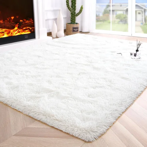 Miniatura 26 de Noahas - Alfombras mullidas de 4 x 6 pies para dormitorio y sala de estar, alfombra gruesa y peluda de color gris, alfombra de suelo antideslizante
