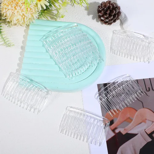 Miniatura 4 de 8 peines transparentes para el cabello para mujer, pinzas de plástico francés, peine lateral francés, 14 dientes, peines de velo de novia, clips