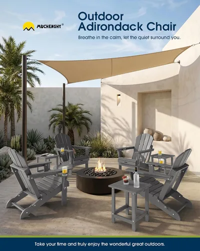 Miniatura 10 de MUCHENGHY Sillas Adirondack Plegables, Sillas de Patio, Sillas de Césped, Silla para Exteriores, Silla Adirondack de Plástico, Pozo de Fuego, Gris