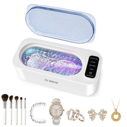 Limpiador ultrasónico de joyería 47kHz Máquina de limpieza ultrasónica adecuada para anillos de joyería, gafas, dentaduras postizas, correas de