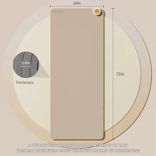 Miniatura 2 de PAIDU Tapete calefactor, tapete térmico de temperatura ajustable, tapete de yoga de calefacción eléctrica antideslizante extra grande, calentador