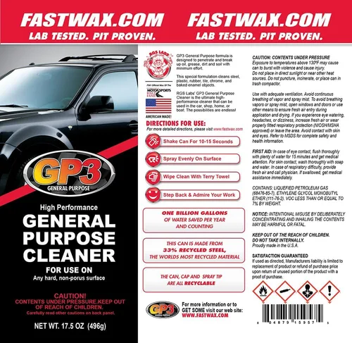 Miniatura 3 de GP3 Limpiador de uso general (17.5 onzas, paquete de 3 / 52.5 onzas en total) Limpiador multisuperficie resistente para grasa, aceite y suciedad