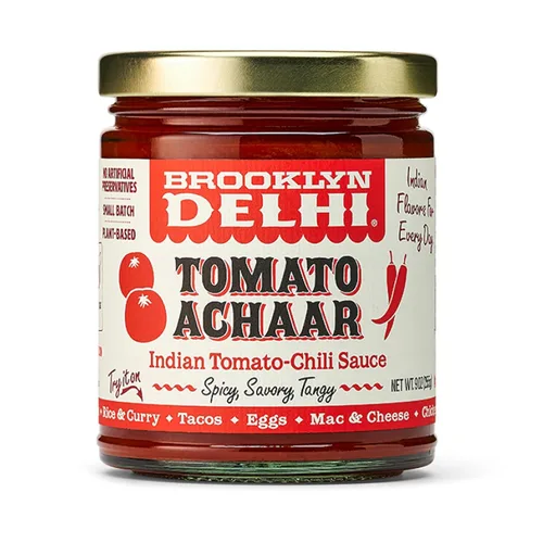 Brooklyn Delhi Tomate Achaar - 9 onzas - Sabor salado, picante y ácido, hecho con tomates cultivados localmente, tamarindo, una mezcla de especias