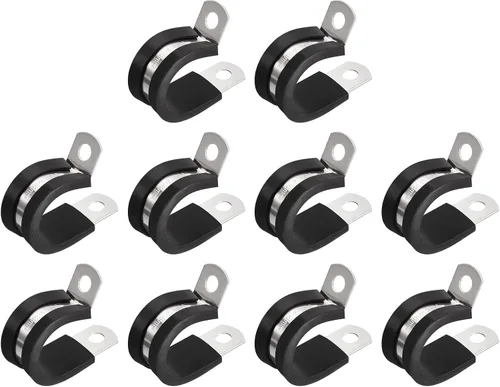 Miniatura 24 de uxcell Abrazadera de cable de 1/2 pulgada (0.472 in) de acero inoxidable 304 Abrazadera aislada acolchada de goma de acero inoxidable en forma de R