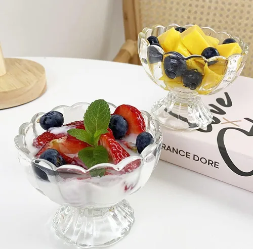 Miniatura 7 de Lawei Paquete de 6 cuencos de vidrio para postre, tazas pequeñas de 5 onzas para helado, mini cuencos de postre con patas para postre, helado