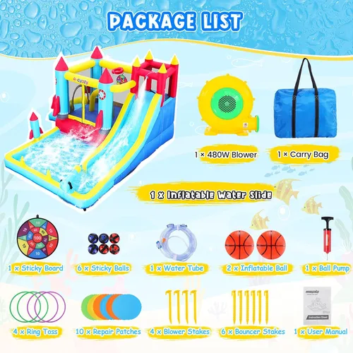 Miniatura 7 de AKEYDIY Casa de Rebote, Castillo Inflable de Rebote con Soplador para Niños de 3-10, Parque Acuático de Casa de Rebote para Exteriores/Interiores