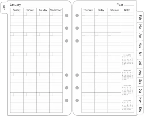 Miniatura 2 de Recambios de planificador A6 sin fecha, 2 páginas por semana con horario por hora, pestañas mensuales, páginas de notas adicionales, comienza