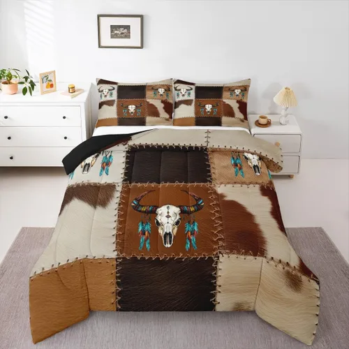 Miniatura 30 de Erosebridal - Juego de ropa de cama estilo tribal bohemio azteca, edredón con estampado étnico blanco y negro, bohemio, tamaño King, juego de Multi