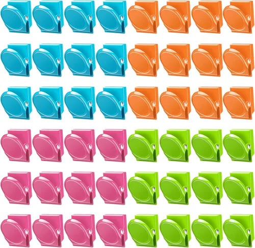 Miniatura 8 de VICNOVA Clips magnéticos, 24 piezas de clips magnéticos de chip de metal para nevera, imanes para refrigerador, pizarra blanca, casillero, imanes