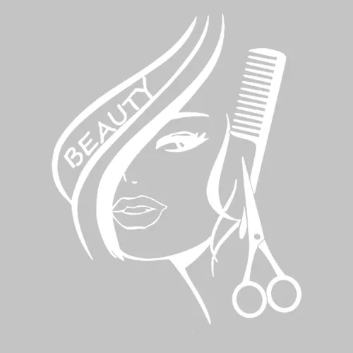 Miniatura 11 de Aniversario Día de la Madre Moderna Moda Belleza Chica Corte Cabello con Tijeras Peine Peluquería Peluquería Vinilo Vinilo Arte Mural