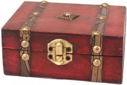 GUDEKIKL - Caja de tesoro vintage de madera, caja de almacenamiento del tesoro pirata, organizador de joyas de diseño antiguo, cofre del tesoro de