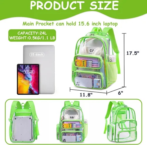 Miniatura 157 de CAMTOP Mochila transparente resistente y transparente para estudiantes, escuela, trabajo, festival, viajes, deportes, Beige, Mediana, Camtop Mochila