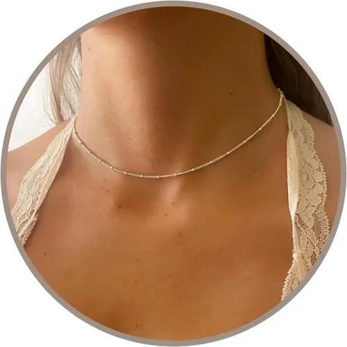 Miniatura 10 de Annika Bella Gargantilla de cadena para mujer, gargantilla de plata de ley 925, longitud de 13 a 16 pulgadas, collares cortos para adolescentes