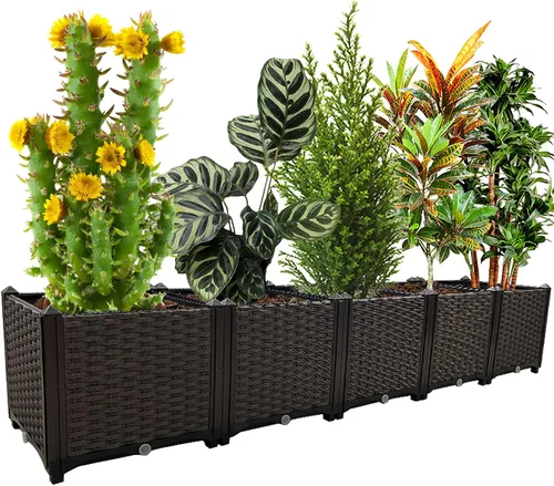 Miniatura 14 de Jardineras elevadas para plantas al aire libre con patas, jardineras rectangulares elevadas, jardín, patio, balcón, terraza para plantar flores