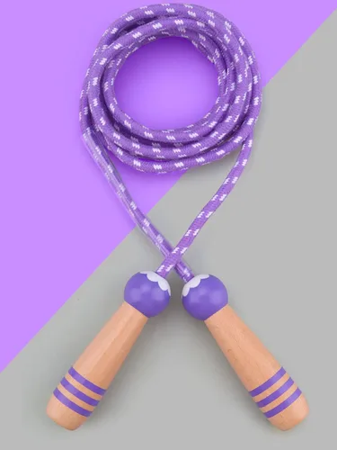Miniatura 7 de Lorvain Cuerda de saltar para niños, cuerdas de saltar ajustables para niñas y niños pequeños, cuerda de saltar de algodón con mango de madera