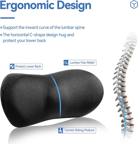 Miniatura 5 de Almohada de apoyo lumbar para coche con sistema de estabilidad Dual-Grip™ Almohada de espalda de espuma viscoelástica adaptativa avanzada