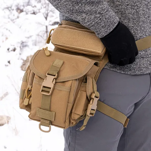 Miniatura 3 de Voyager - Bolsa de pierna resistente a la intemperie, carcasa exterior Cardura Para caza o senderismo Cintura ajustable y correa de pierna Flat