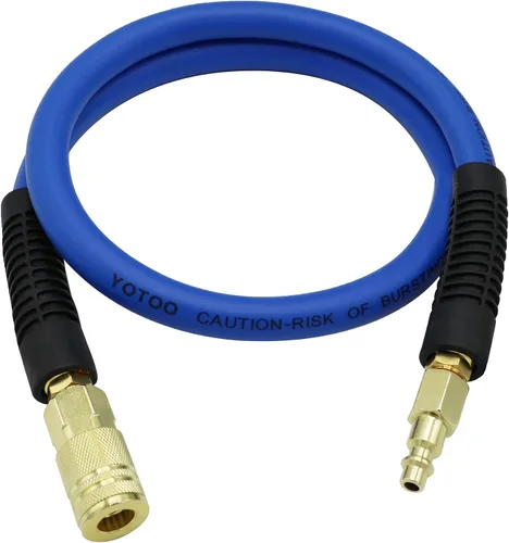 YOTOO Manguera de aire híbrida de 3/8 pulgadas por 3 pies, 300 PSI de alto rendimiento, ligera, resistente a los dobleces, flexibilidad para todo