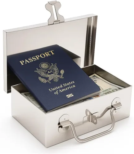 Miniatura 3 de Bin Buddy Caja de almacenamiento de acero para candado, diseño compacto de 7 x 4 x 2 pulgadas, ideal para almacenar joyas, reliquias, pasaportes