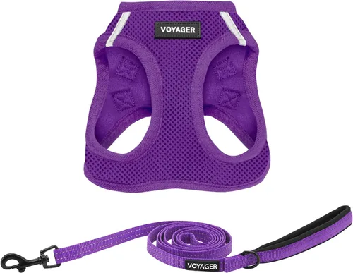 Miniatura 30 de Combo de arnés de malla Voyager Step-in Air para todo clima y correa reflectante para perro de 5 pies con mango de neopreno, para cachorros de razas