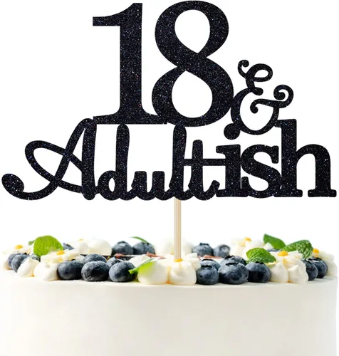 Miniatura 8 de Decoración de pastel de 18 y Adultish para fiesta de cumpleaños de dieciocho años, decoraciones de pastel de tiempo para adultos, decoraciones