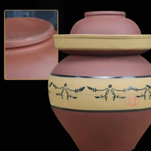 Miniatura 2 de Tarro de encurtido de porcelana china tradicional púrpura, olla de decapado de fermentación de cerámica, tarro de fermentación con sello de agua
